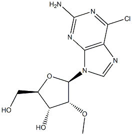 6-クロロ-9-(2-O-メチル-Β-D-リボフラノシル)-9H-プリン-2-アミン 化学構造式