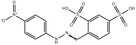 (E)-4-((2-(4-nitrophenyl)hydrazono)Methyl)benzene-1,3-disulfonic acid Structure