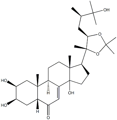 (2BETA,3BETA,5BETA,22R,24R)-2,3,14,25-四羟基-20,22-[亚异丙基二(氧基)]-麦角甾-7-烯-6-酮, 245323-24-4, 结构式