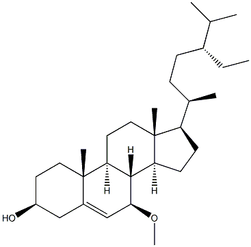7BETA-甲氧基豆甾-5-烯-3BETA-醇 结构式