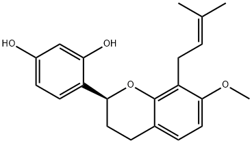 (2S)-2',4'-二羟基-7-甲氧基-8-异戊烯基黄烷 结构式