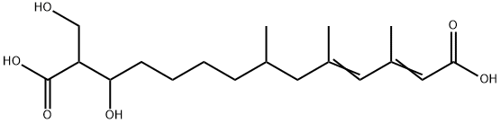12-羟基-13-(羟基甲基)-3,5,7-三甲基-2,4-十四碳二烯二酸, 34668-61-6, 结构式