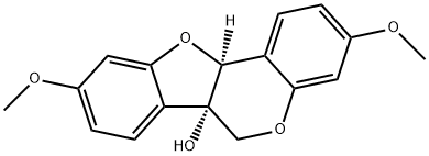 (6aS)-3,9-ジメトキシ-6a,11aα-ジヒドロ-6H-ベンゾフロ[3,2-c][1]ベンゾピラン-6aα-オール 化学構造式