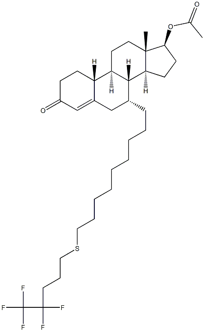 (7alpha,17beta)-17-(Acetyloxy)-7-[9-[(4,4,5,5,5-pentafluoropentyl)thio]nonyl]estr-4-en-3-one Structure