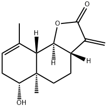(3aS)-2,3,3aβ,4,5,5a,6,7,9aβ,9bα-デカヒドロ-6α-ヒドロキシ-5aα,9-ジメチル-3-メチレンナフト[1,2-b]フラン-2-オン 化学構造式