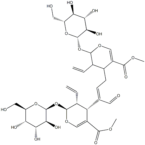 (2S,2'S,3R,3'R,4R,4'S)-4,4'-[(1E)-1-甲酰基-1-丙烯基-1,3-二基]双[3-乙烯基-2-(BETA-D-吡喃葡萄糖基氧基)-3,4-二氢-2H-吡喃-5-羧酸]二甲酯 结构式
