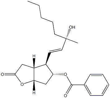 2H-Cyclopenta[b]furan-2-one, 5-(benzoyloxy)hexahydro-4-(3-hydroxy-3-Methyl-1-octenyl)-, [3aR-[3aa,4a(1E,3S*),5b,6aa]]- Struktur