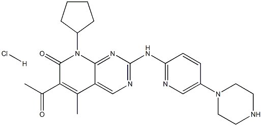 6-乙酰基-8-环戊基-5-甲基-2-[[5-(1-哌嗪基)-2-吡啶基]氨基]吡啶并[2,3-D]嘧啶-7(8H)-酮盐酸盐, 571189-11-2, 结构式