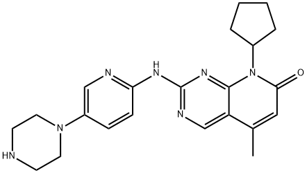 Pyrido[2,3-d]pyriMidin-7(8H)-one, 8-cyclopentyl-5-Methyl-2-[[5-(1-piperazinyl)-2-pyridinyl]aMino]- Struktur