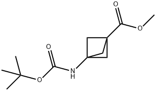 Bicyclo[1.1.1]pentane-1-carboxylic acid, 3-[[(1,1-diMethylethoxy)carbonyl]aMino]-, Methyl ester Structure