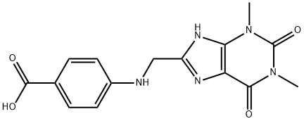 4-[[(1,3-二甲基-2,6-二氧代-2,3,6,7-四氢-1H-嘌呤-8-基)甲基]氨基]苯甲酸, 7000-61-5, 结构式