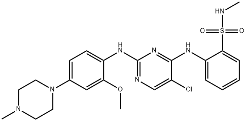 2-[[5-氯-2-[[2-甲氧基-4-(4-甲基-1-哌嗪基)苯基]氨基]-4-嘧啶基]氨基]-N-甲基苯磺酰胺, 761438-38-4, 结构式