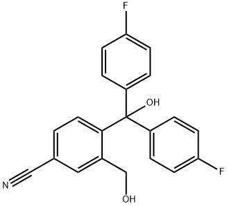 4-(bis(4-fluorophenyl)(hydroxy)Methyl)        -3-(hydroxyMethyl)benzonitrile Struktur