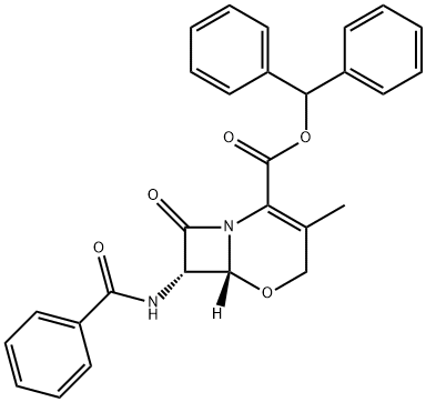(6R-trans)-7-(BenzoylaMino)-3-Methyl-8-oxo-5-oxa-1-azabicyclo[4.2.0]oct-2-ene-2-carboxylic Acid DiphenylMethyl Ester Structure