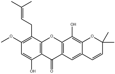 7,12-二羟基-9-甲氧基-2,2-二甲基-10-(3-甲基-2-丁烯-1-基)-2H,6H-吡喃并[3,2-B]氧杂蒽 结构式