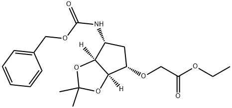 Acetic acid, [[(3aR,4S,6R,6aS)-tetrahydro-2,2-diMethyl-6-[[(phenylMethoxy)carbonyl]aMino]-4H-cyclopenta-1,3-dioxol-4-yl]oxy]-, ethyl ester Structure