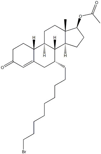 酢酸(7R,8R,9S,10R,13S,14S,17S)-7-(9-ブロモノニル)-13-メチル-3-オキソ-2,3,6,7,8,9,10,11,12,13,14,15,16,17-テトラデカヒドロ-1H-シクロペンタ[A]フェナントレン-17-イル 化学構造式