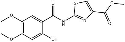 2 - [(2 - 羟基-4,5 - 二甲氧基苯甲酰基)氨基] -4 - 噻唑羧酸甲酯, 877997-99-4, 结构式