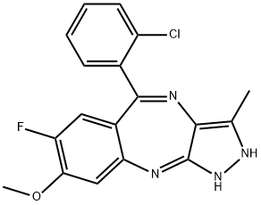 5-(2-氯苯基)-7-氟-1,2-二氢-8-甲氧基-3-甲基吡唑并[3,4-B][1,4]苯并二氮杂卓, 882531-87-5, 结构式
