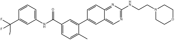 4-甲基-3-[2-[[2-(4-吗啉基)乙基]氨基]-6-喹唑啉基]-N-[3-(三氟甲基)苯基]苯甲酰胺, 882663-88-9, 结构式