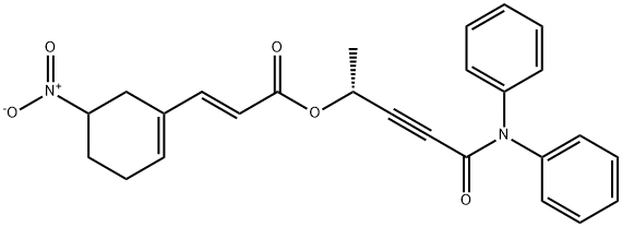 2-Propenoic acid, 3-(5-nitro-1-cyclohexen-1-yl)-, (1R)-4-(diphenylaMino)-1-Methyl-4-oxo-2-butyn-1-yl ester, (2E)- Structure