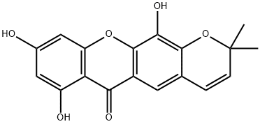 7,9,12-三羟基-2,2-二甲基-2H,6H-吡喃并[3,2-B]氧杂蒽-6-酮 结构式
