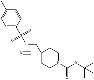 4-氰基-4-((甲苯磺酰氧基)甲基)哌啶-1-羧酸叔丁酯 结构式
