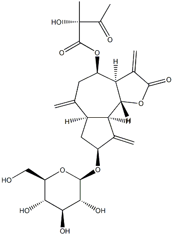 (2R)-2-羟基-2-甲基-3-氧代丁酸(3AR,4R,6AR,8S,9AR,9BR)-8-(BETA-D-吡喃葡萄糖基氧基)十二氢-3,6,9-三(亚甲基)-2-氧代并[4,5-B]呋喃-4-基酯, 93395-31-4, 结构式