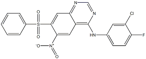 4-(3-氯-4-氟苯胺)-7-苯磺酰基-6-硝基喹唑啉 结构式
