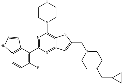 4-(6-((4-(シクロプロピルメチル)ピペラジン-1-イル)メチル)-2-(5-フルオロ-1H-インドール-4-イル)チエノ[3,2-D]ピリミジン-4-イル)モルホリン