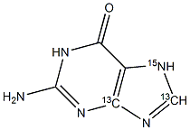 鸟嘌呤-13C2-15N, , 结构式
