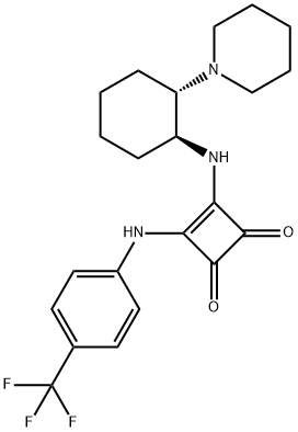 3-[[(1S,2S)-2-(1-哌啶基)环己基]氨基]-4-[[4-(三氟甲基)苯基]氨基]-3-环丁烯-1,2-二酮, 1312991-08-4, 结构式