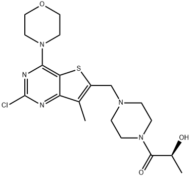(S)-1-(4-((2-chloro-7-methyl-4-morpholinothieno[3,2-d]pyrimidin-6-yl)methyl)piperazin-1-yl)-2-hydroxypropan-1-one Structure