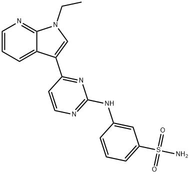 3-((4-(1-ethyl-1H-pyrrolo[2,3-b]pyridin-3-yl)pyrimidin-2-yl)amino)benzenesulfonamide 结构式