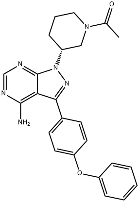(R)-1-[3-[4-Amino-3-(4-phenoxyphenyl)-1H-pyrazolo[3,4-d]pyrimidin-1-yl]piperidin-1-yl]ethanone Struktur