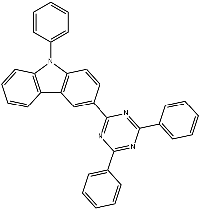 3-(4,6-Diphenyl-1,3,5-triazin-2-yl)-9-phenyl-9H-carbazole, 1313391-57-9, 结构式