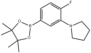 1-(2-fluoro-5-(4,4,5,5-tetramethyl-1,3,2-dioxaborolan-2-yl)phenyl)pyrrolidine Structure