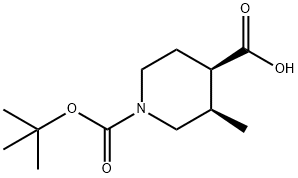 (3R,4R)-1-(tert-butoxycarbonyl)-3-methylpiperidine-4-carboxylic acid Structure