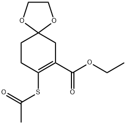 8-ACETYLSULFANYL-1,4-DIOXA-SPIRO[4.5]DEC-7-ENE-7-CARBOXYLIC ACID ETHYL ESTER Structure