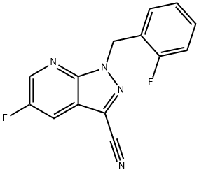5-fluoro-1-(2-fluorobenzyl)-1H-pyrazolo[3,4-b]pyridine-3-carbonitrile Struktur