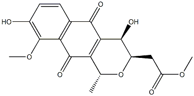 1H-Naphtho[2,3-c]pyran-3-aceticacid, 3,4,5,10-tetrahydro-4,8-dihydroxy-9-methoxy-1-methyl-5,10-dioxo-, methylester, (1R,3R,4R)- Structure