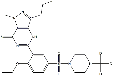 5-[2-ethoxy-5-[4-(trideuteriomethyl)piperazin-1-yl]sulfonylphenyl]-1-methyl-3-propyl-4H-pyrazolo[4,3-d]pyrimidine-7-thione, 1216671-11-2, 结构式