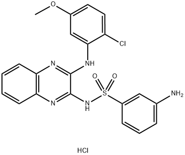 3-amino-N-(3-(2-chloro-5-methoxyphenylamino)quinoxalin-2-yl)benzenesulfonamide hydrochloride Structure