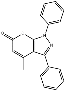 Pyrano[2,3-c]pyrazol-6(1H)-one,4-methyl-1,3-diphenyl- Structure