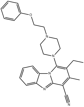 2-ethyl-3-methyl-1-(4-(2-phenoxyethyl)piperazin-1-yl)benzo[4,5]imidazo[1,2-a]pyridine-4-carbonitrile 结构式