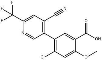 4-chloro-5-(4-cyano-6-trifluoromethyl-pyridin-3-yl)-2-methoxy-benzoic acid Structure