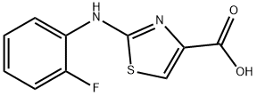 2-((2-Fluorophenyl)amino)-1,3-thiazole-4-carboxylic acid, 95% Structure