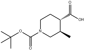 (3R,4S)-1-BOC-3-甲基-哌啶-4-羧酸 结构式