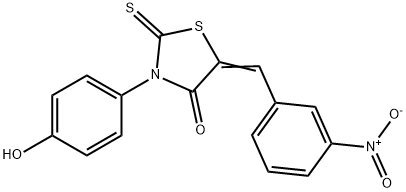 (Z)-3-(4-hydroxyphenyl)-5-(3-nitrobenzylidene)-2-thioxothiazolidin-4-one Structure