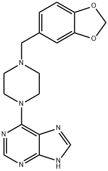 6-(4-(benzo[d][1,3]dioxol-5-ylmethyl)piperazin-1-yl)-9H-purine 结构式